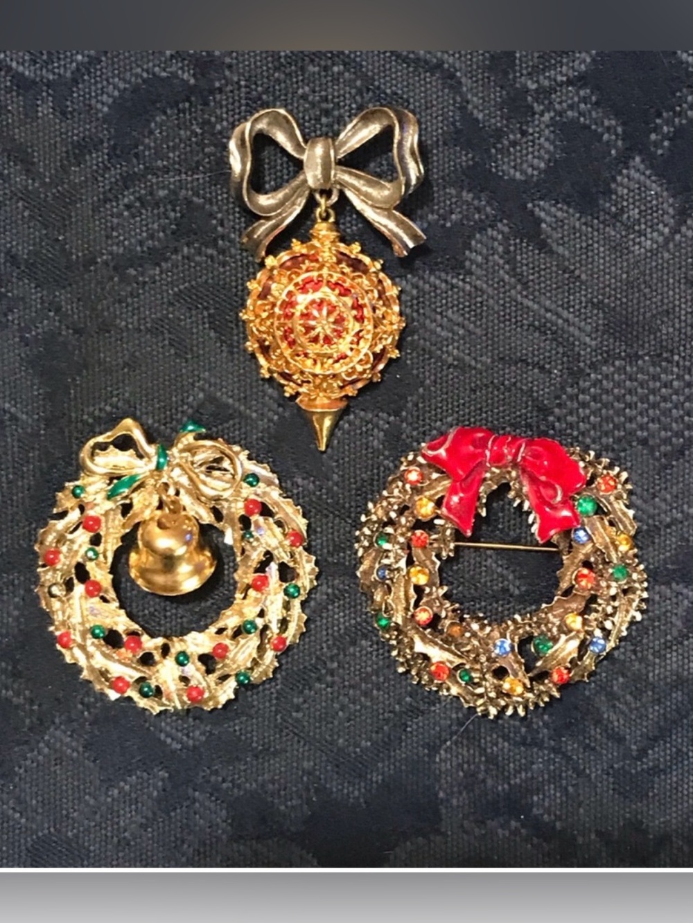 Bundle of 3 Gorgeous Vintage Christmas Pins